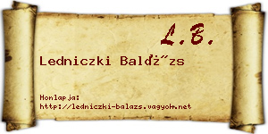 Ledniczki Balázs névjegykártya